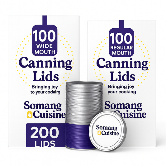 Somang Cuisine - 200 Count: 100 Regular + 100 Wide Canning Lids 304 Stainless Steel