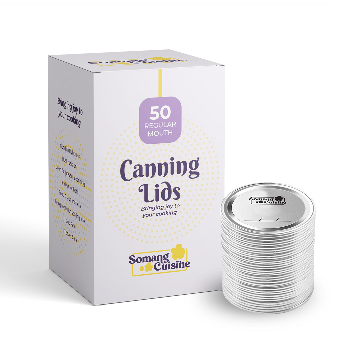 50-Pack 304 Stainless Steel Mason Jar Regular-Mouth Canning Lids