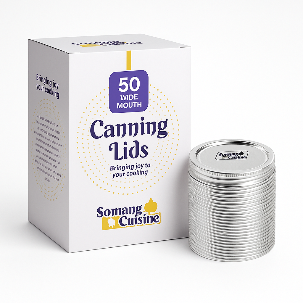 Somang Cuisine 50-pack 304 stainless steel wide-mouth canning lids for Ball & Kerr Mason jars
